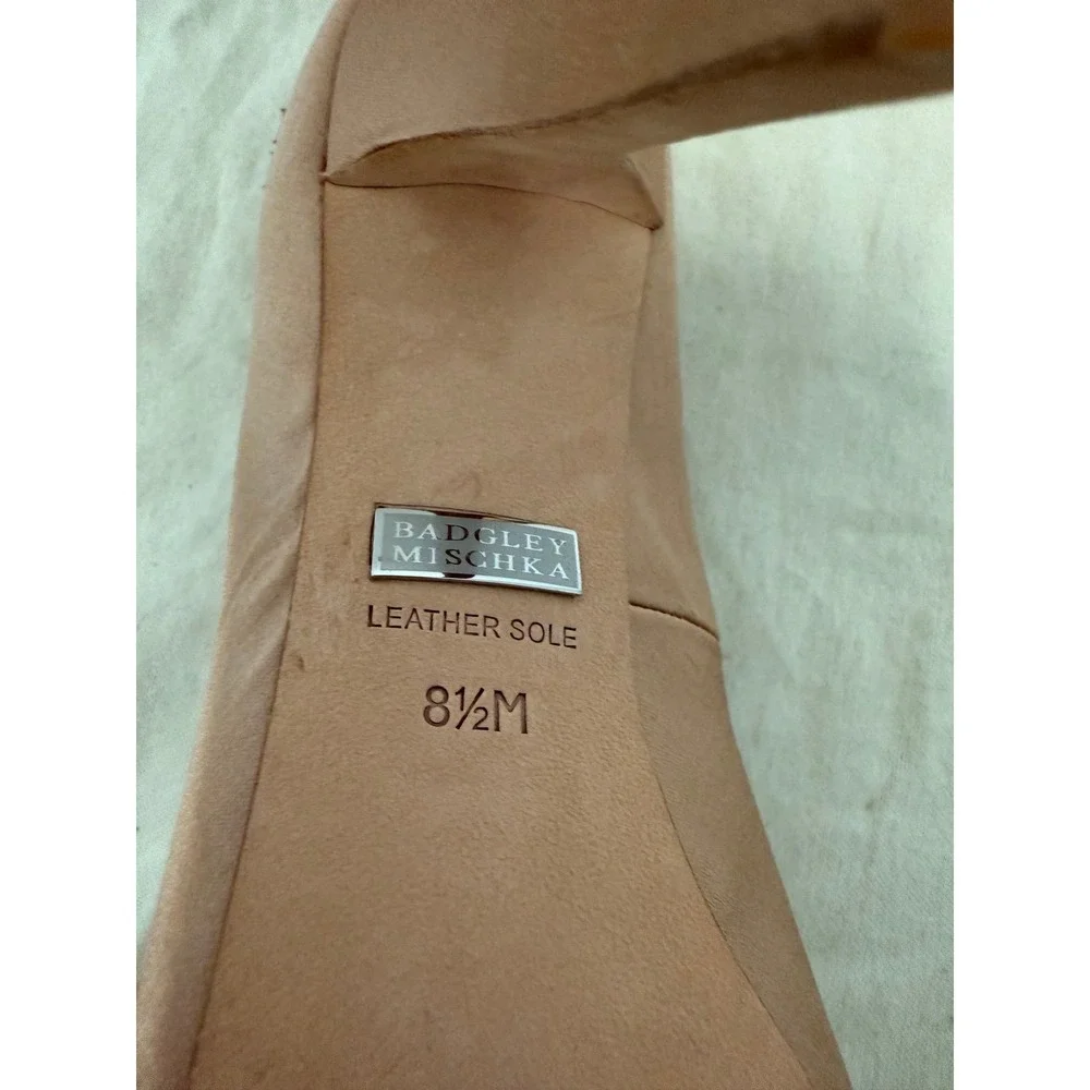 Badgley‎ Mischka Peep Toe Heels Embellished Satin Rose Gold Size 8.5